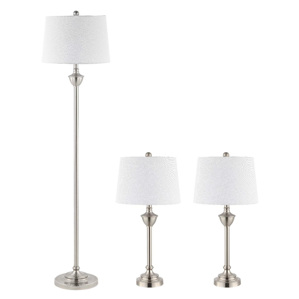 Safavieh Peltier Floor And Table Lamp Set of 3 - Nickel