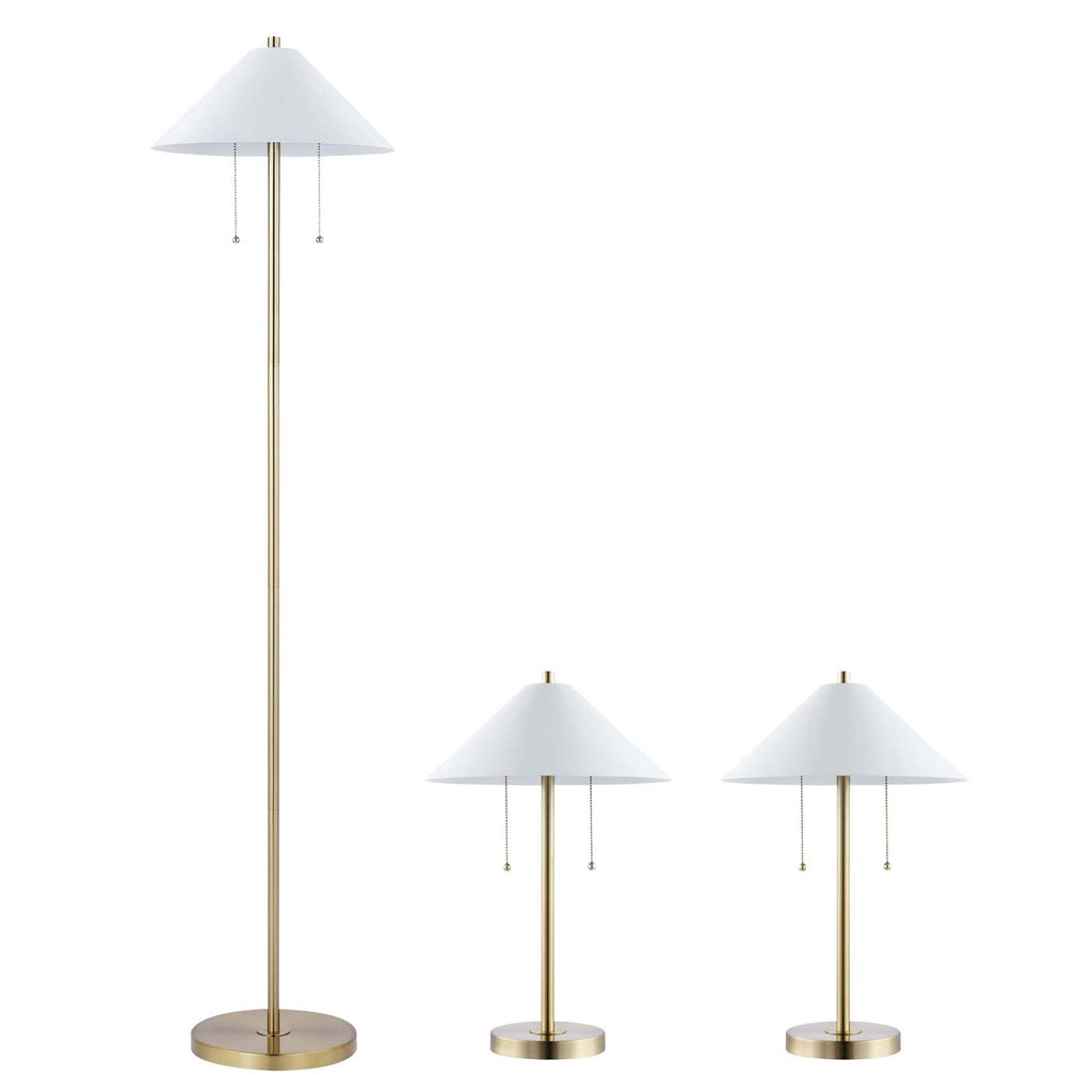 Safavieh Nadia Floor And Table Lamp Set - Gold / White