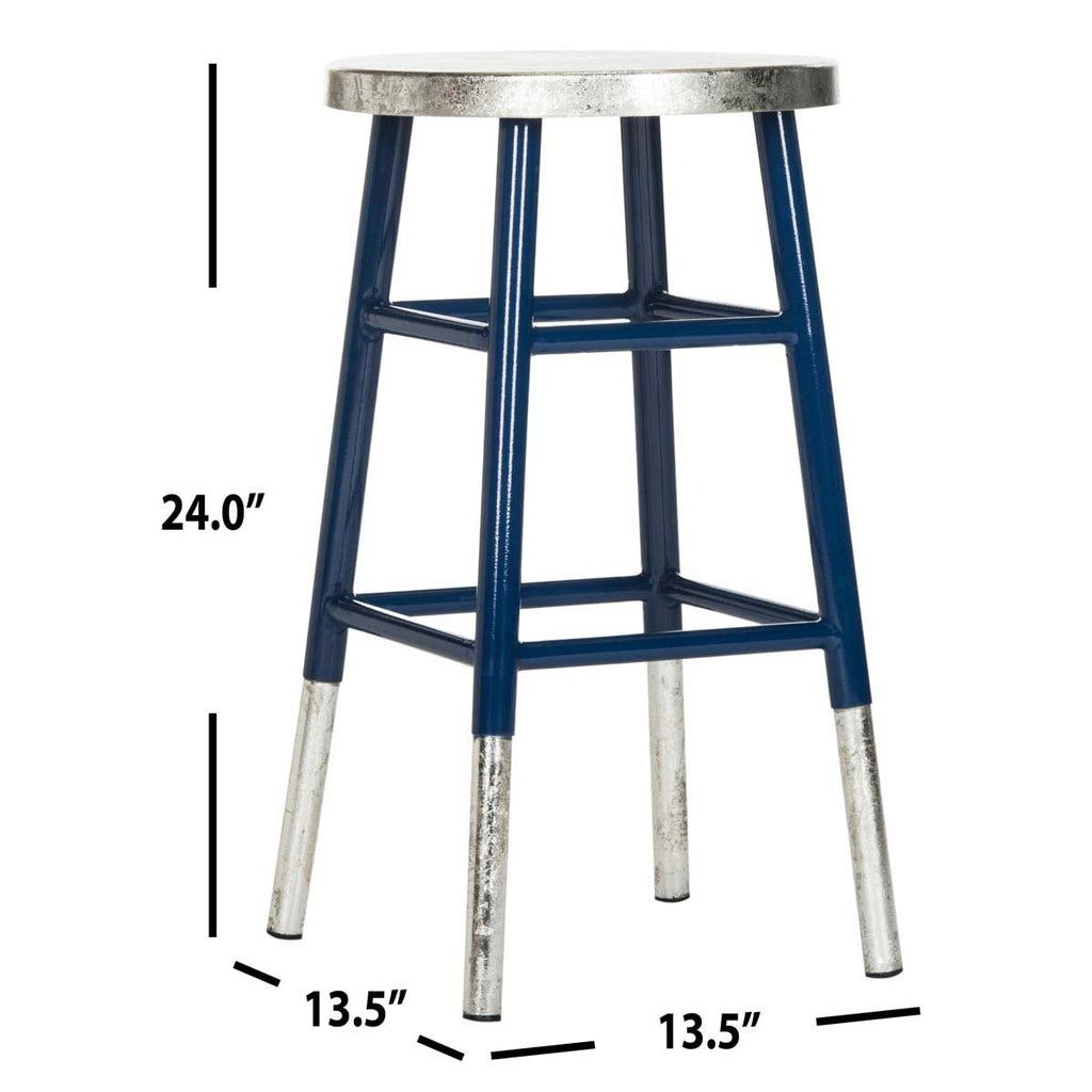 Safavieh Kenzie Silver Dipped Counter Stool - Navy/Silver