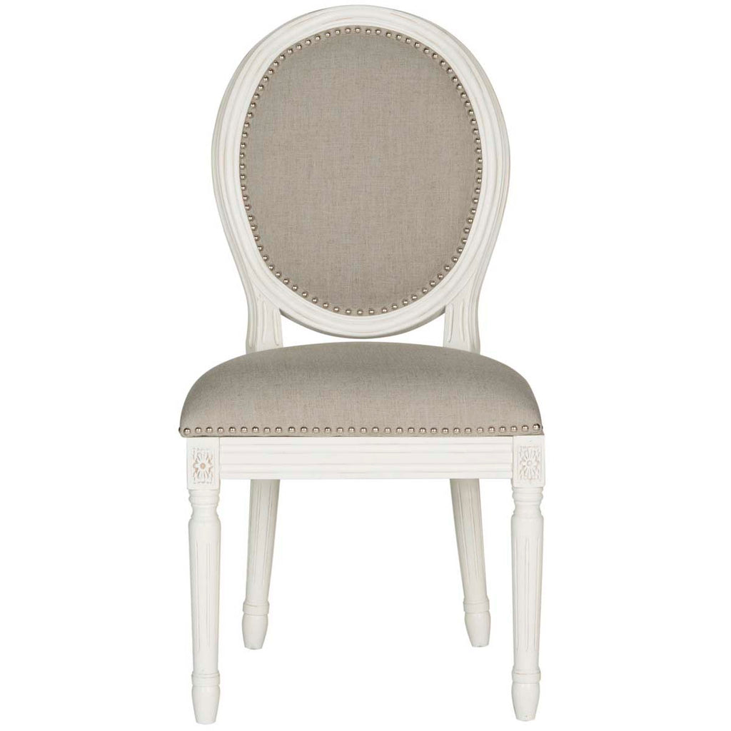 Safavieh Holloway 19''H French Brasserie Linen Oval Side Chair-Light Grey/Cream (Set of 2)