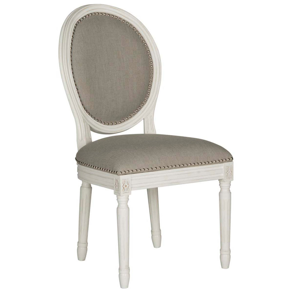 Safavieh Holloway 19''H French Brasserie Linen Oval Side Chair-Light Grey/Cream (Set of 2)