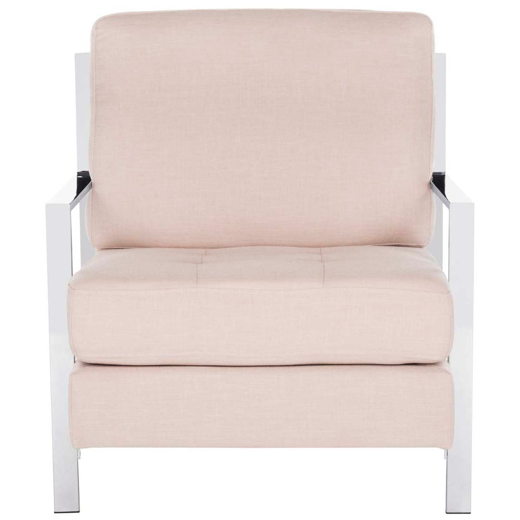 Safavieh Walden Modern Tufted Linen Chrome Accent Chair - Beige Linen