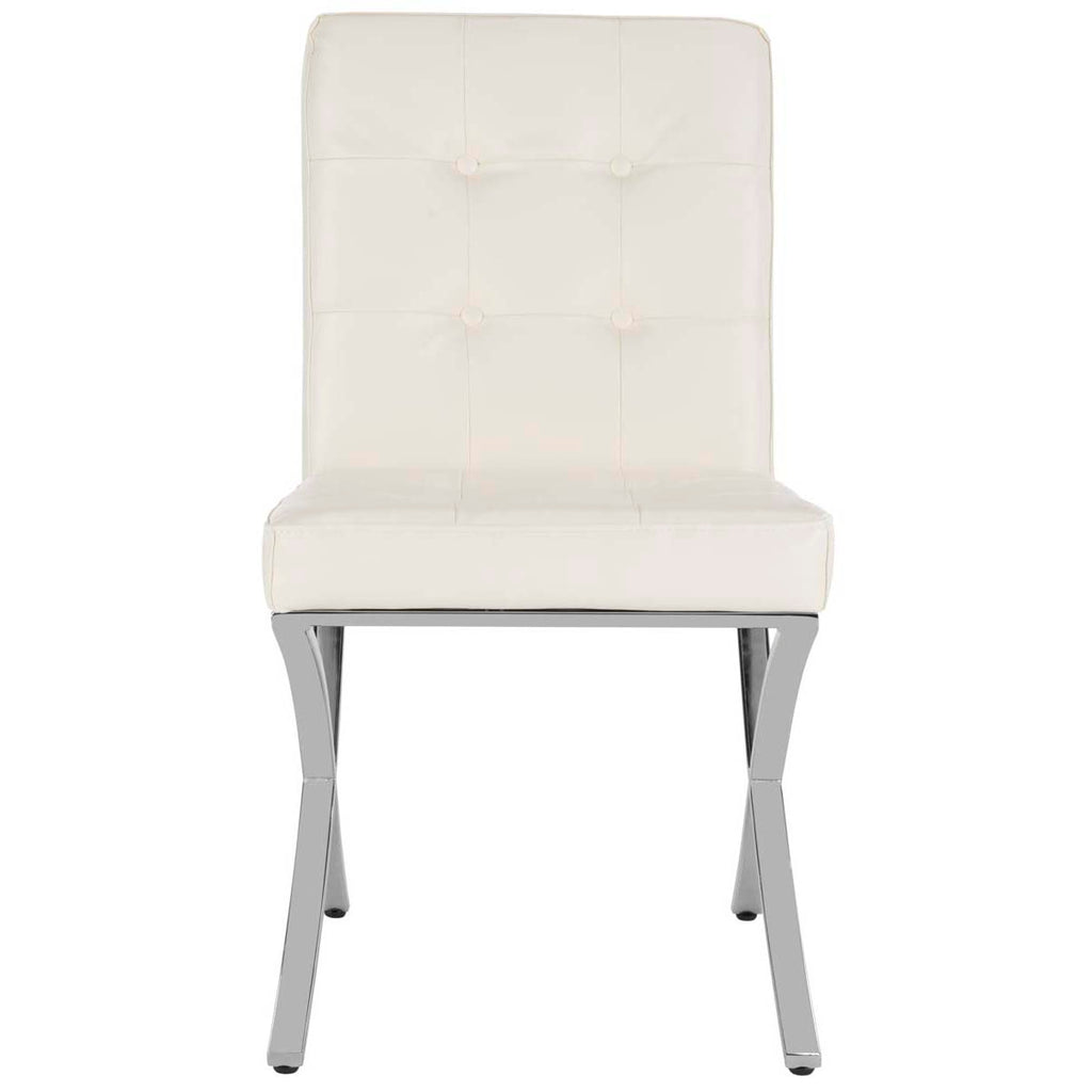 Safavieh Walsh Tufted Side Chair - White Pu/Chrome
