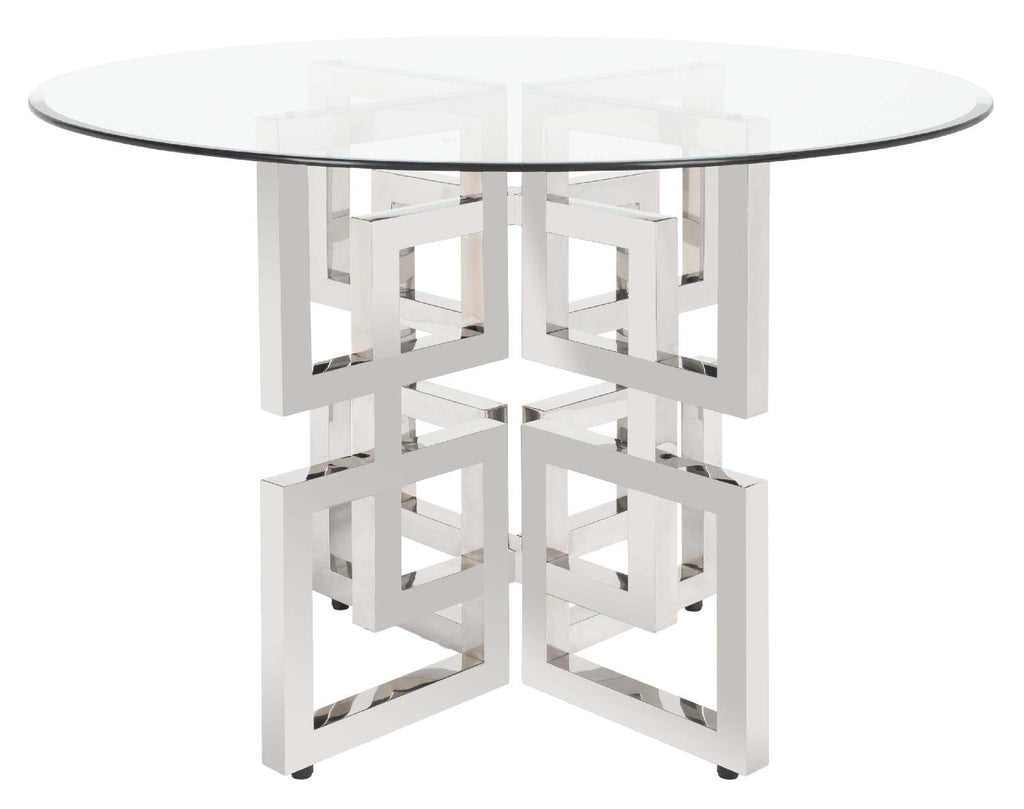 Safavieh Couture Harlan 42 Round Glass Top Dining Table - Chrome
