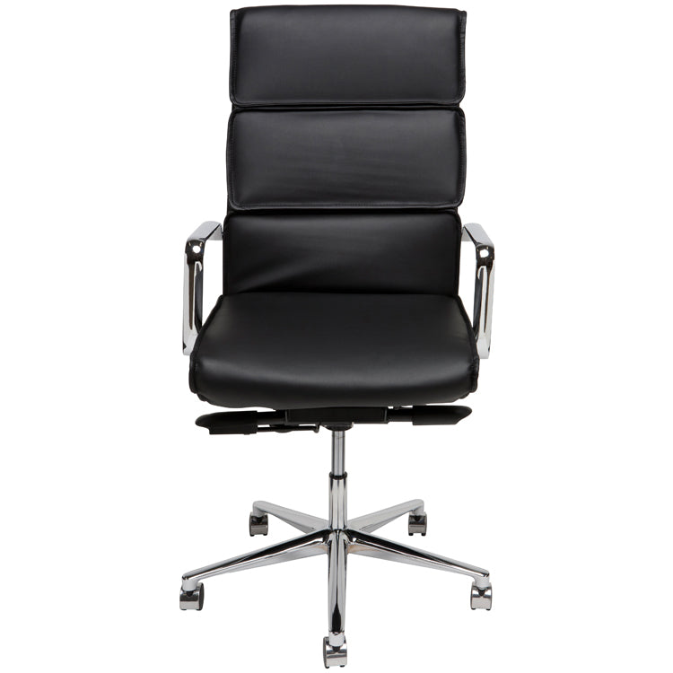 Lucia Black Naugahyde Seat Chrome Aluminium Base Office Chair | Nuevo - HGJL280