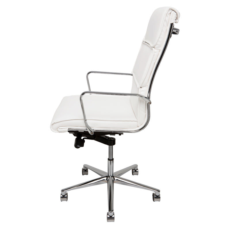 Lucia White Naugahyde Seat Chrome Aluminium Base Office Chair | Nuevo - HGJL281