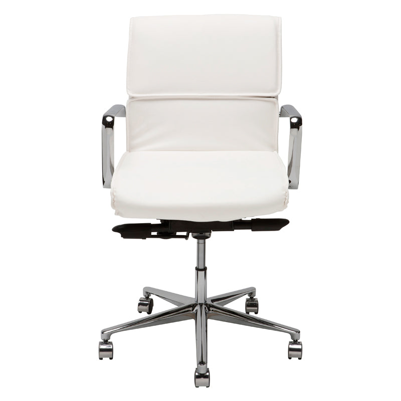 Lucia White Naugahyde Seat Chrome Aluminium Base Office Chair | Nuevo - HGJL287