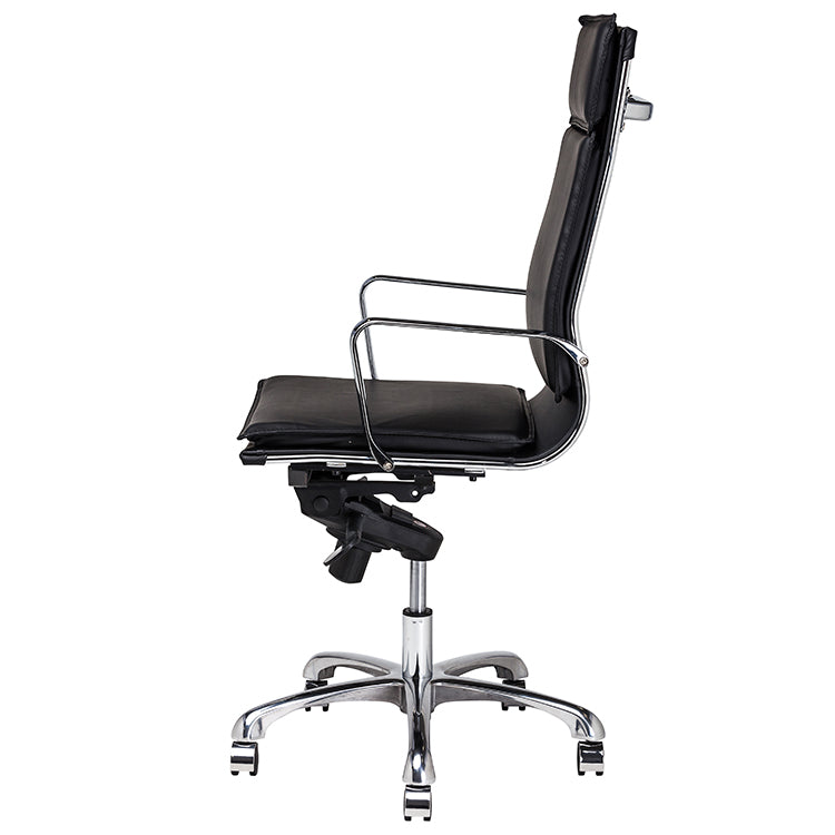 Carlo Black Naugahyde Seat Chrome Aluminium Base Office Chair | Nuevo - HGJL304
