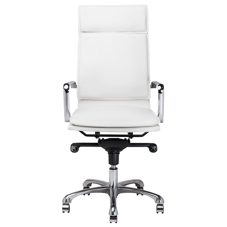 Carlo White Naugahyde Seat Chrome Aluminium Base Office Chair | Nuevo - HGJL305