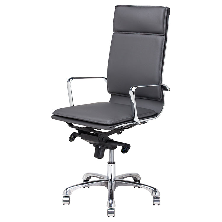 Carlo Grey Naugahyde Seat Chrome Aluminium Base Office Chair | Nuevo - HGJL306
