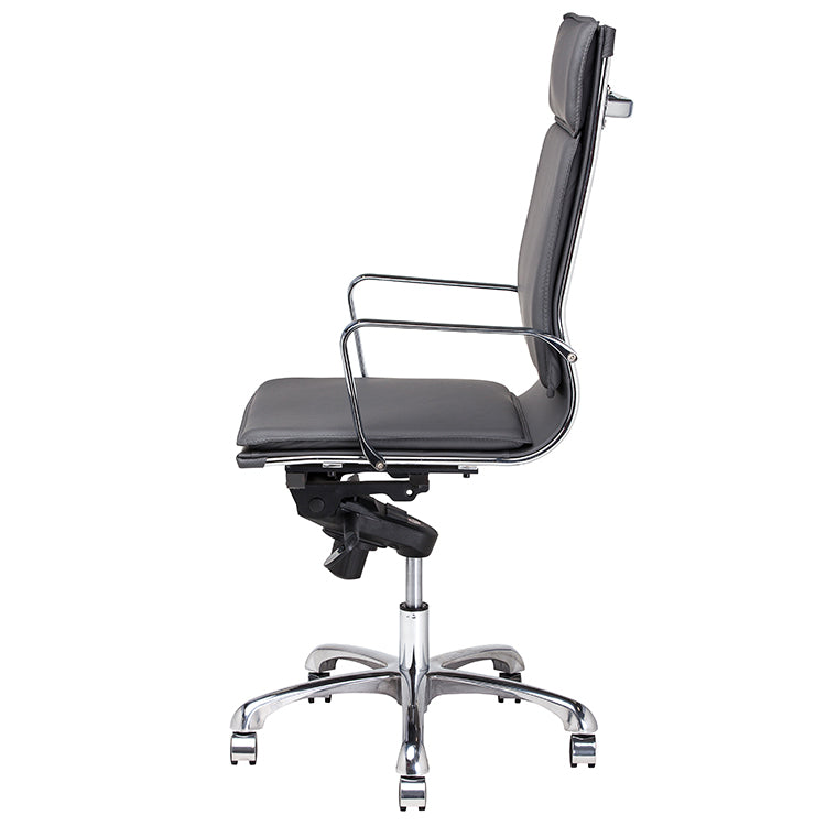 Carlo Grey Naugahyde Seat Chrome Aluminium Base Office Chair | Nuevo - HGJL306