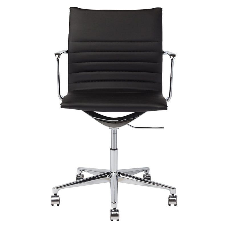 Antonio Black Naugahyde Seat Chrome Aluminium Base Office Chair | Nuevo - HGJL322
