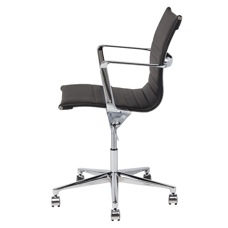 Antonio Black Naugahyde Seat Chrome Aluminium Base Office Chair | Nuevo - HGJL322
