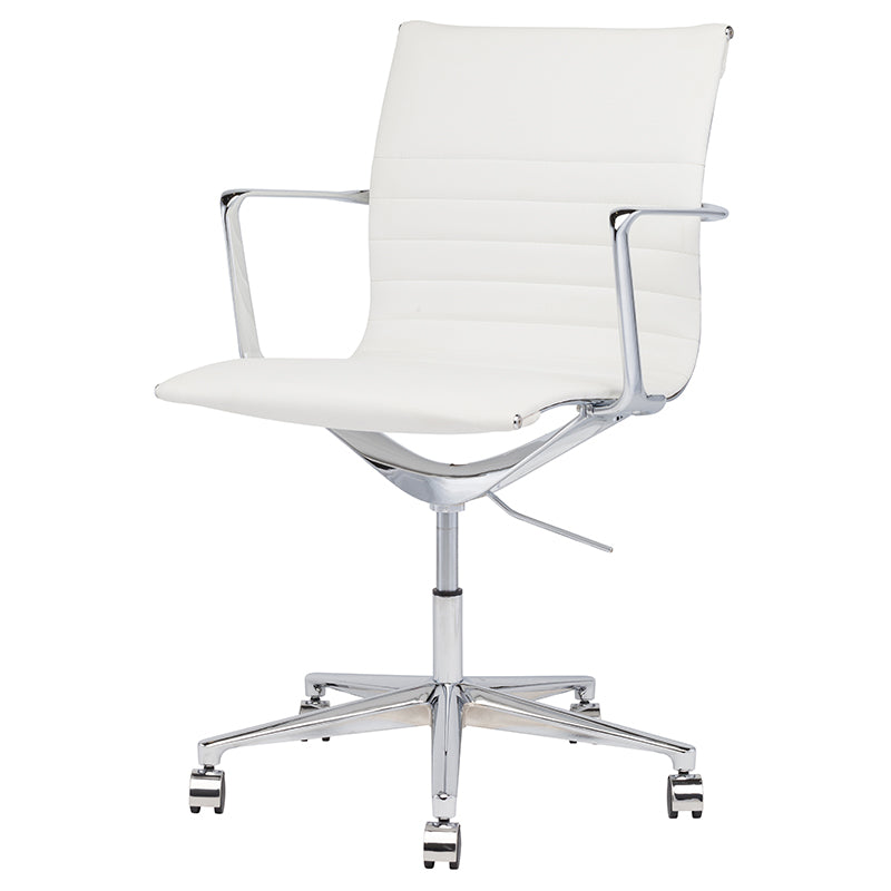 Antonio White Naugahyde Seat Chrome Aluminium Base Office Chair | Nuevo - HGJL323