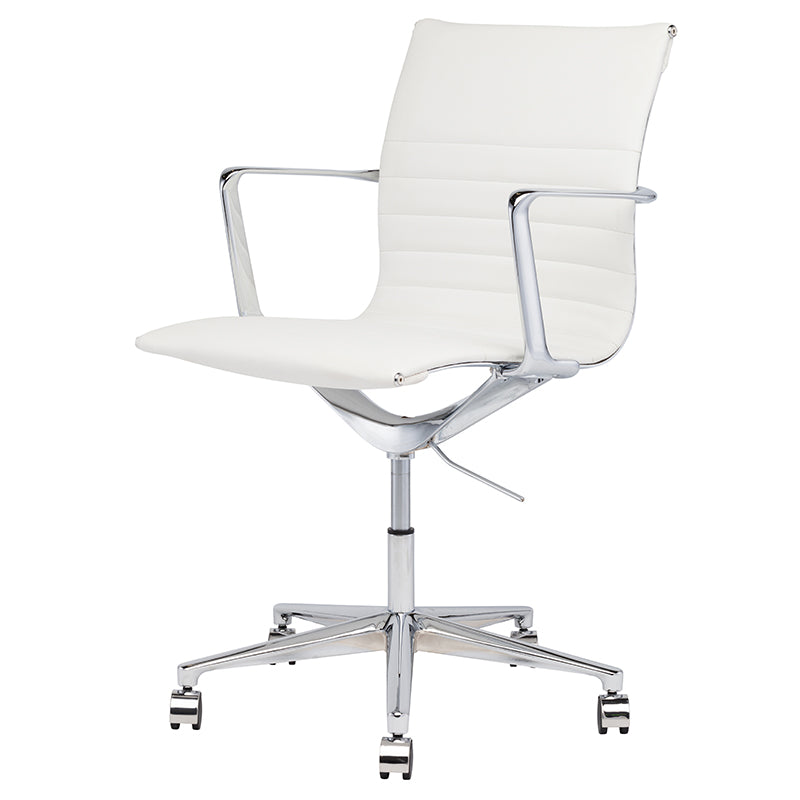 Antonio White Naugahyde Seat Chrome Aluminium Base Office Chair | Nuevo - HGJL323