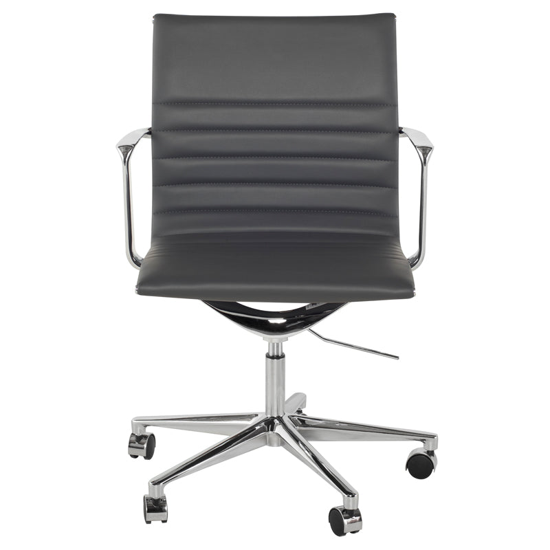 Antonio Grey Naugahyde Seat Chrome Aluminium Base Office Chair | Nuevo - HGJL324