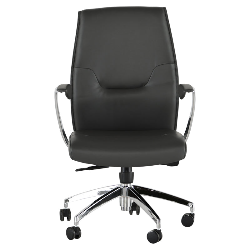 Klause Grey Naugahyde Seat Chrome Aluminium Base Office Chair | Nuevo - HGJL391