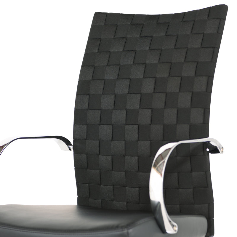 Mia Black Naugahyde Seat Chrome Aluminium Base Office Chair | Nuevo - HGJL394