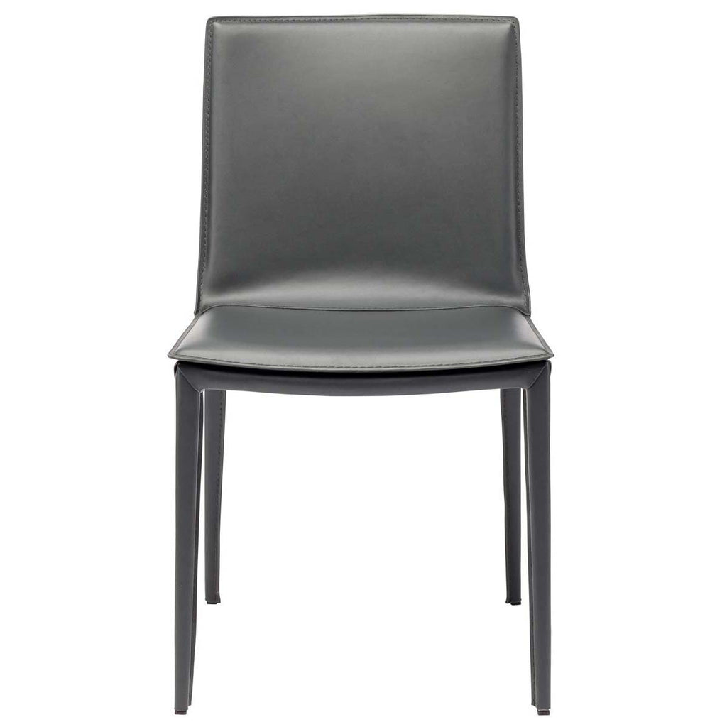 Nuevo Palma Leather Dining Chair - Dark Grey