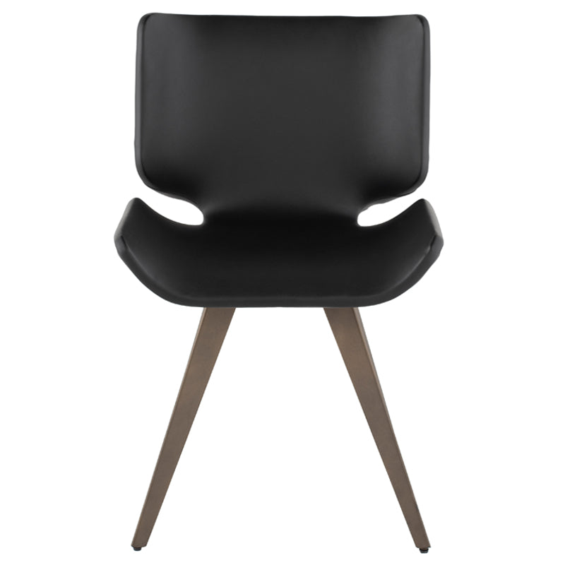 Astra Black Naugahyde Seat Matte Bronze Frame Dining Chair | Nuevo - HGNE127