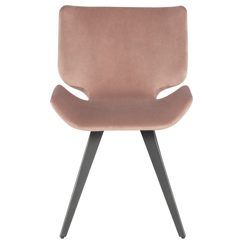 Astra Blush Velour Seat Titanium Steel Legs Dining Chair | Nuevo - HGNE161