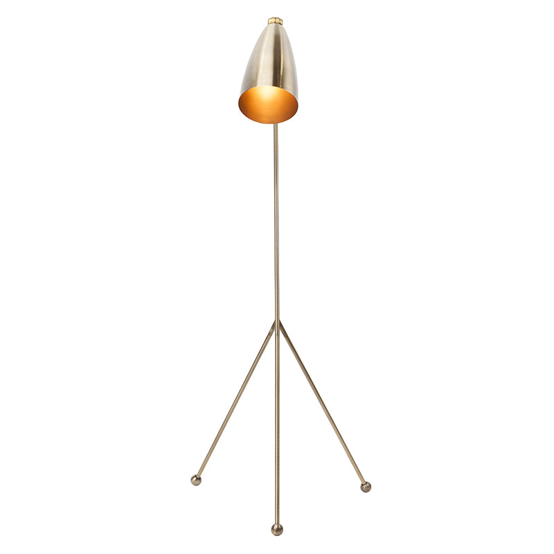 Lucille Polished Antique Brass Shade Polished Antique Brass Body Floor Light | Nuevo - HGRA226