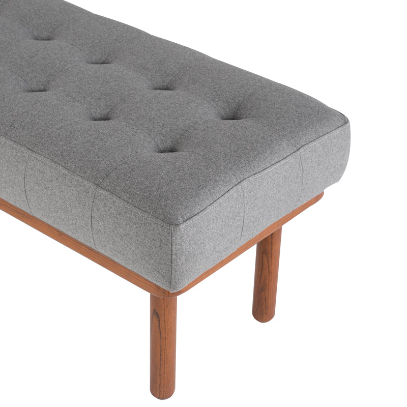 Arlo Light Grey Fabric Seat Walnut Stained Ash Legs Bench | Nuevo - HGSC250