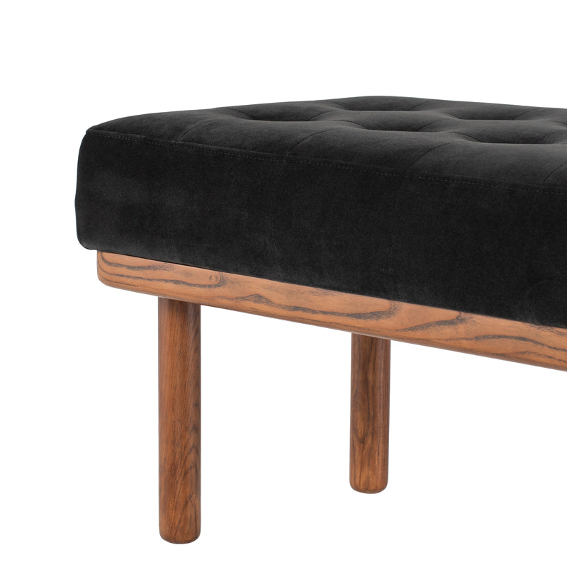 Arlo Shadow Grey Fabric Seat Walnut Stained Ash Legs Bench | Nuevo - HGSC251