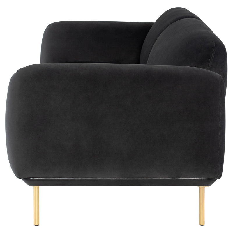 Benson Shadow Grey Fabric Seat Matte Brass Legs Sofa | Nuevo - HGSC260
