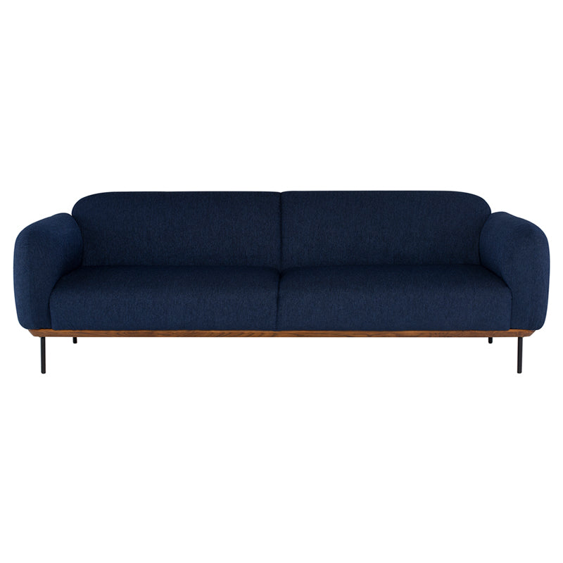 Benson True Blue Boucle Seat Matte Black Steel Legs Sofa | Nuevo - HGSC628