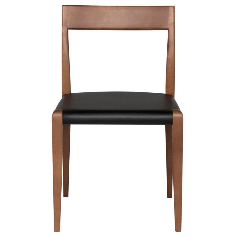 Ameri Black Leather Seat Walnut Stained Birch Frame Dining Chair | Nuevo - HGSD468