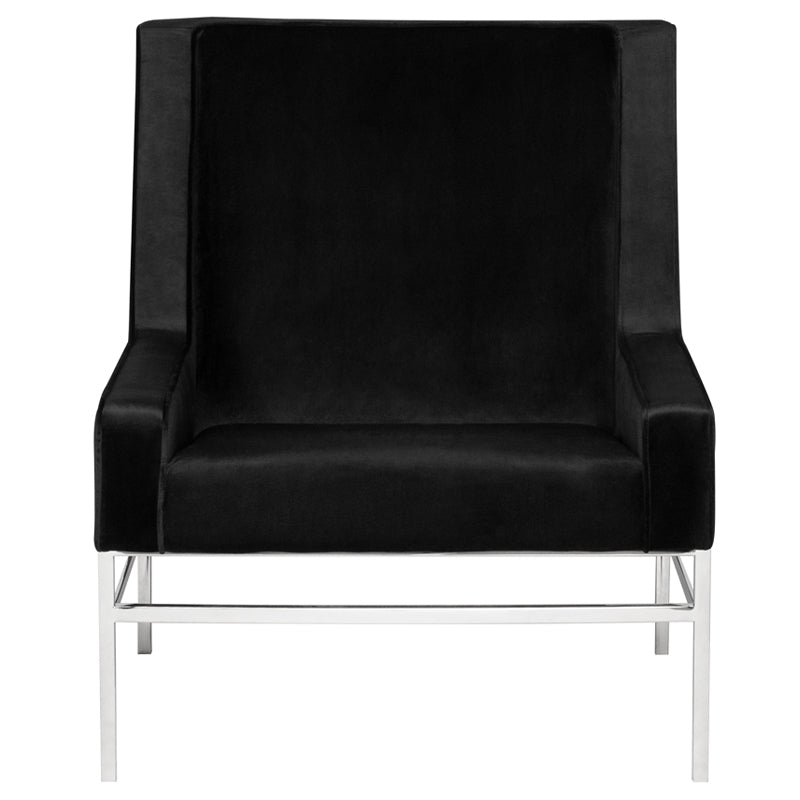 Theodore Black Velour Seat Polished Stainless Frame Occasional Chair | Nuevo - HGTB582
