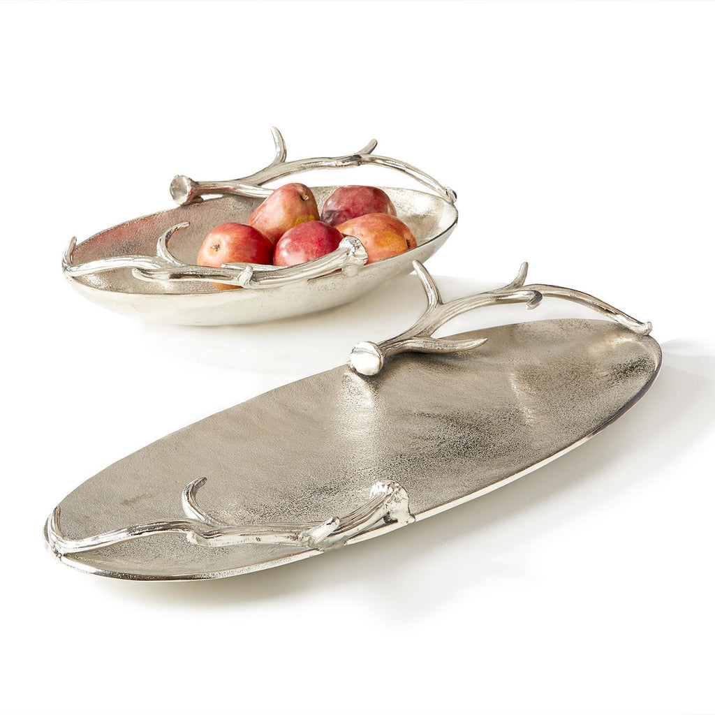 Two's Company Silver Antler Trays (includes 2 sizes)