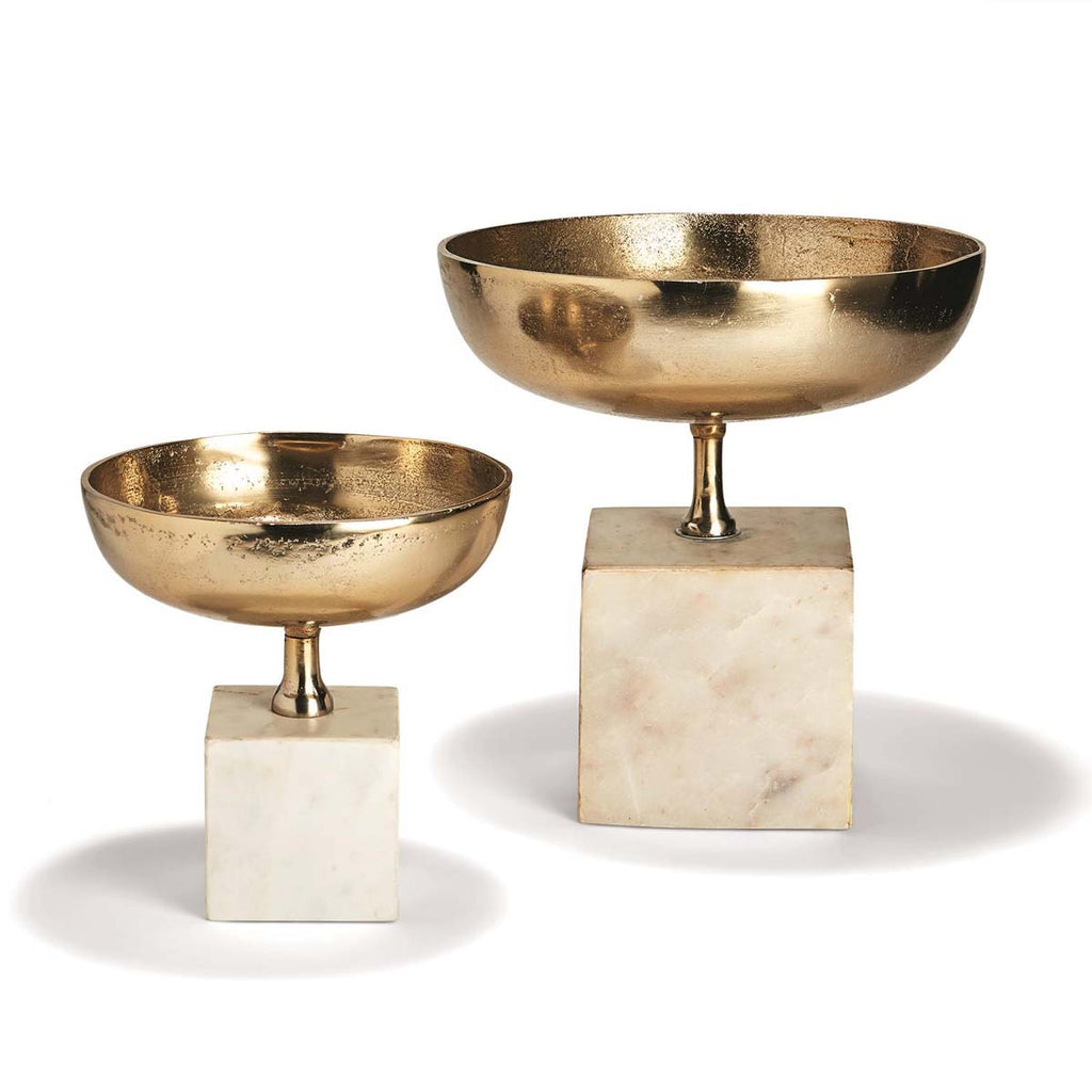 Two's Company Chalice Bowl Sculpture Aluminum/Bronze/Marble (set of 2)