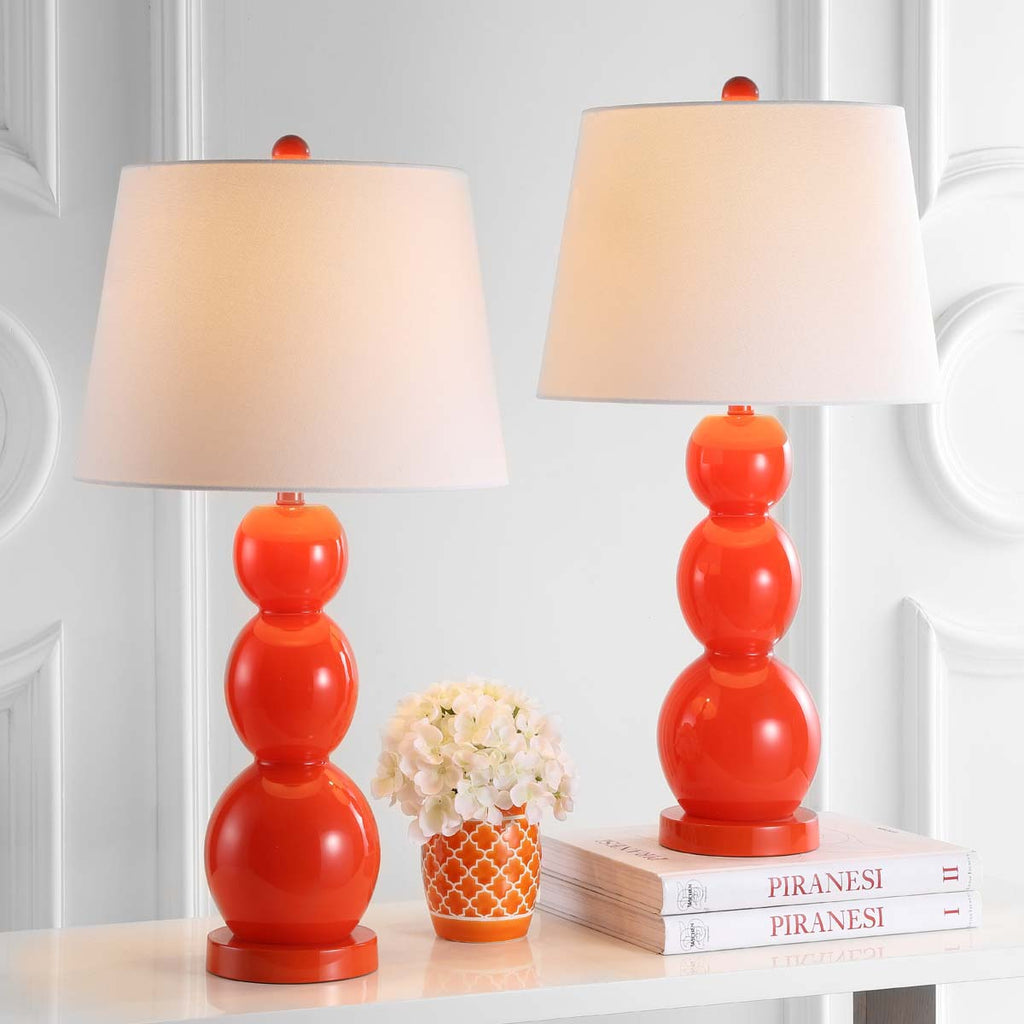 Safavieh Jayne 26.5 Inch H Three Sphere Glass Lamp - Orange (Set of 2)