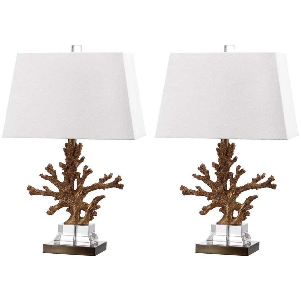 Safavieh Bashi 23.5 Inch H Table Lamp-Gold/Clear (Set of 2)