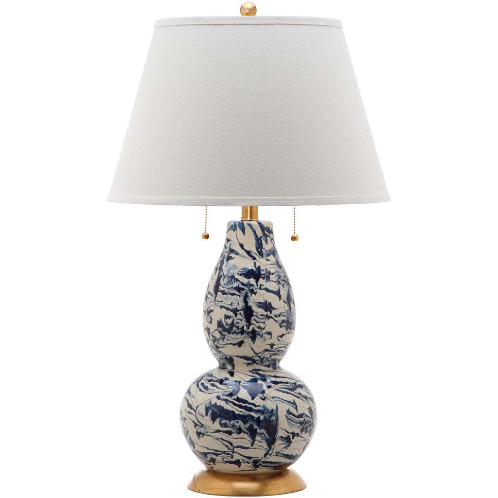 Safavieh Color Swirls  28 Inch H Glass Table Lamp - Navy / White