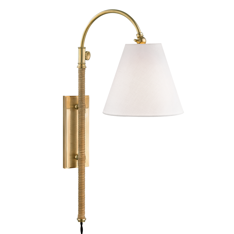 Hudson Valley Lighting 1 Light Adjustable Wall Sconce W/ Rattan Accent - Aged Brass