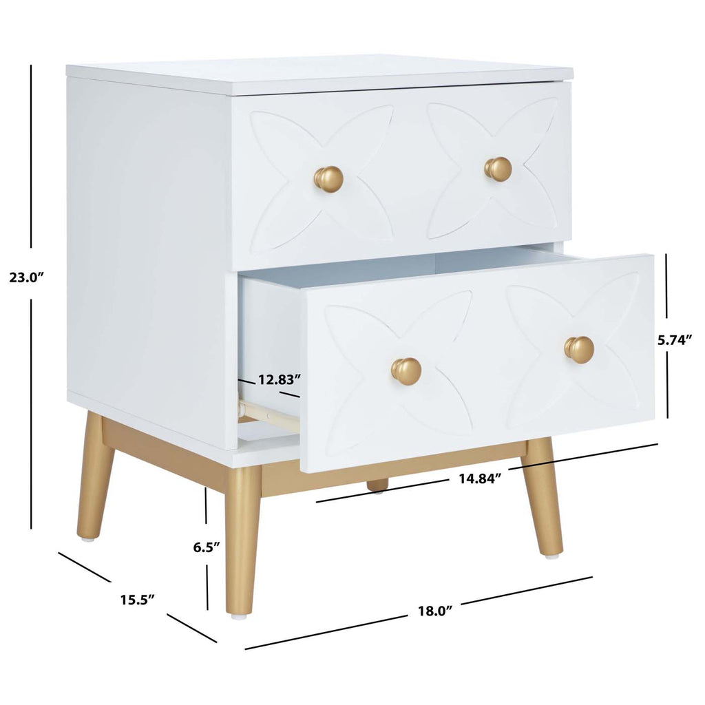 Safavieh Ottoline 2 Drawer Patterned Night Stand - White / Gold