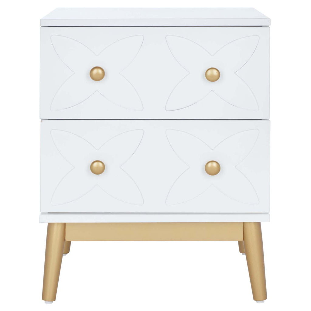 Safavieh Ottoline 2 Drawer Patterned Night Stand - White / Gold