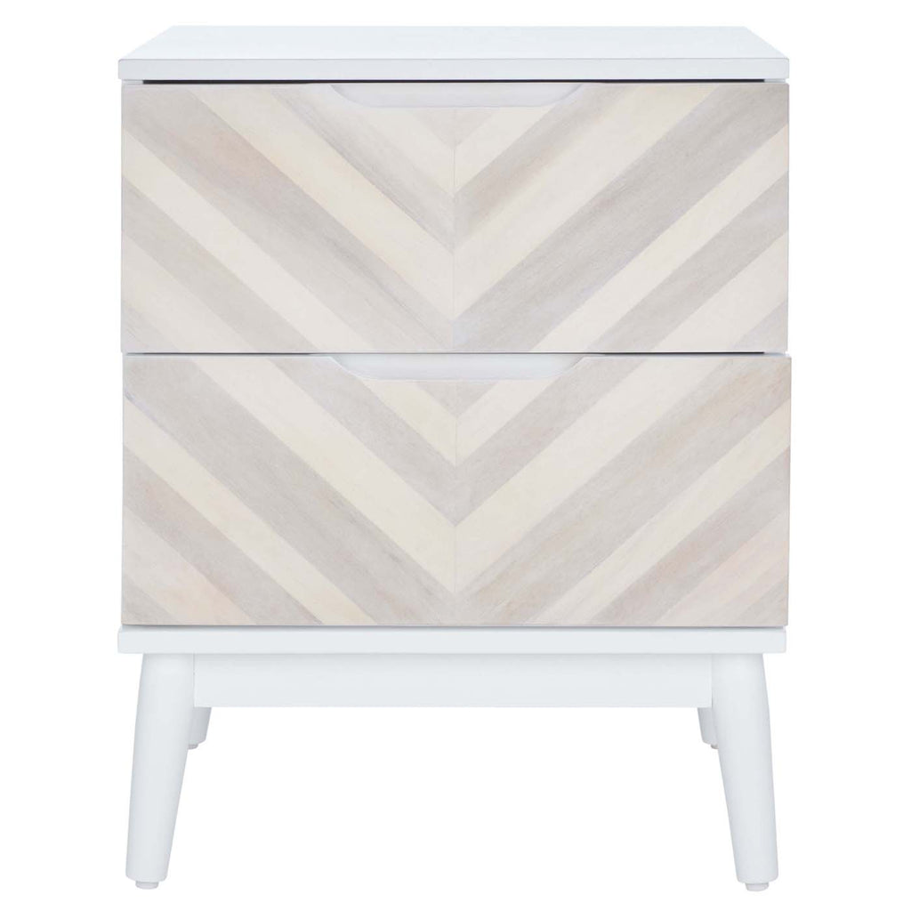 Safavieh Tay 2Drawer Patterned Night Stand - White Washed