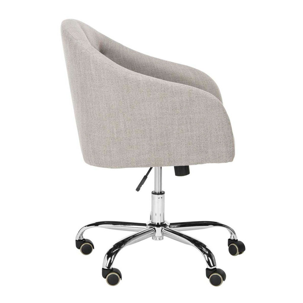 Safavieh Amy Tufted Linen Chrome Leg Swivel Office Chair - Grey / Chrome