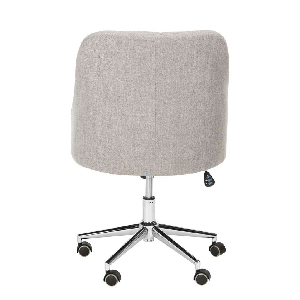 Safavieh Evelynn Tufted Linen Chrome Leg Swivel Office Chair - Grey / Chrome