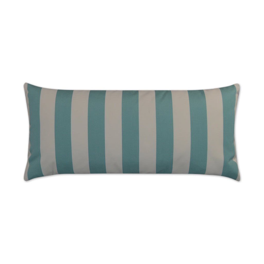 Cafe Stripe Lumbar Outdoor Throw Pillow - Aqua | DV KAP