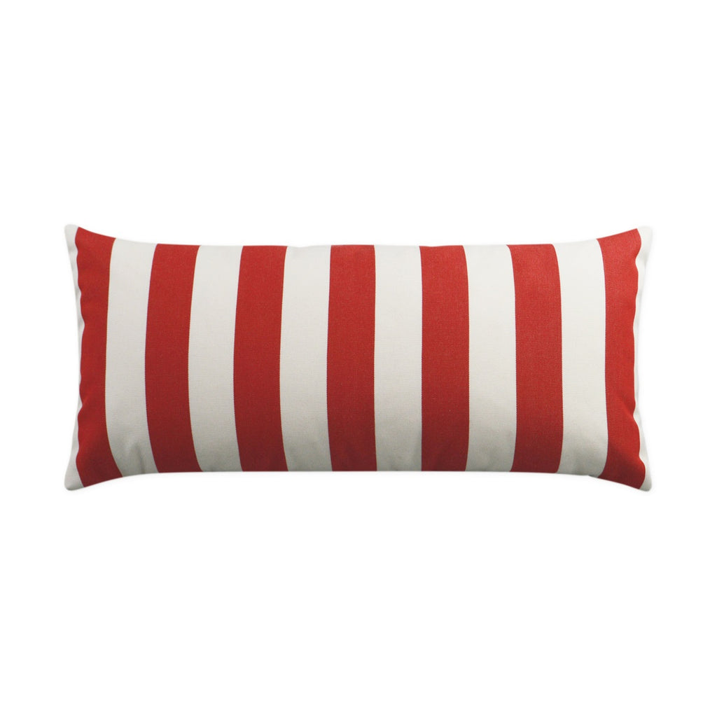 Cafe Stripe Lumbar Outdoor Throw Pillow - Red | DV KAP
