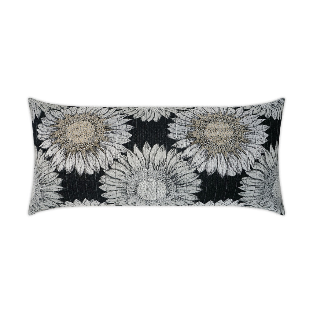 Daisy Chain Lumbar Outdoor Throw Pillow - Black | DV KAP