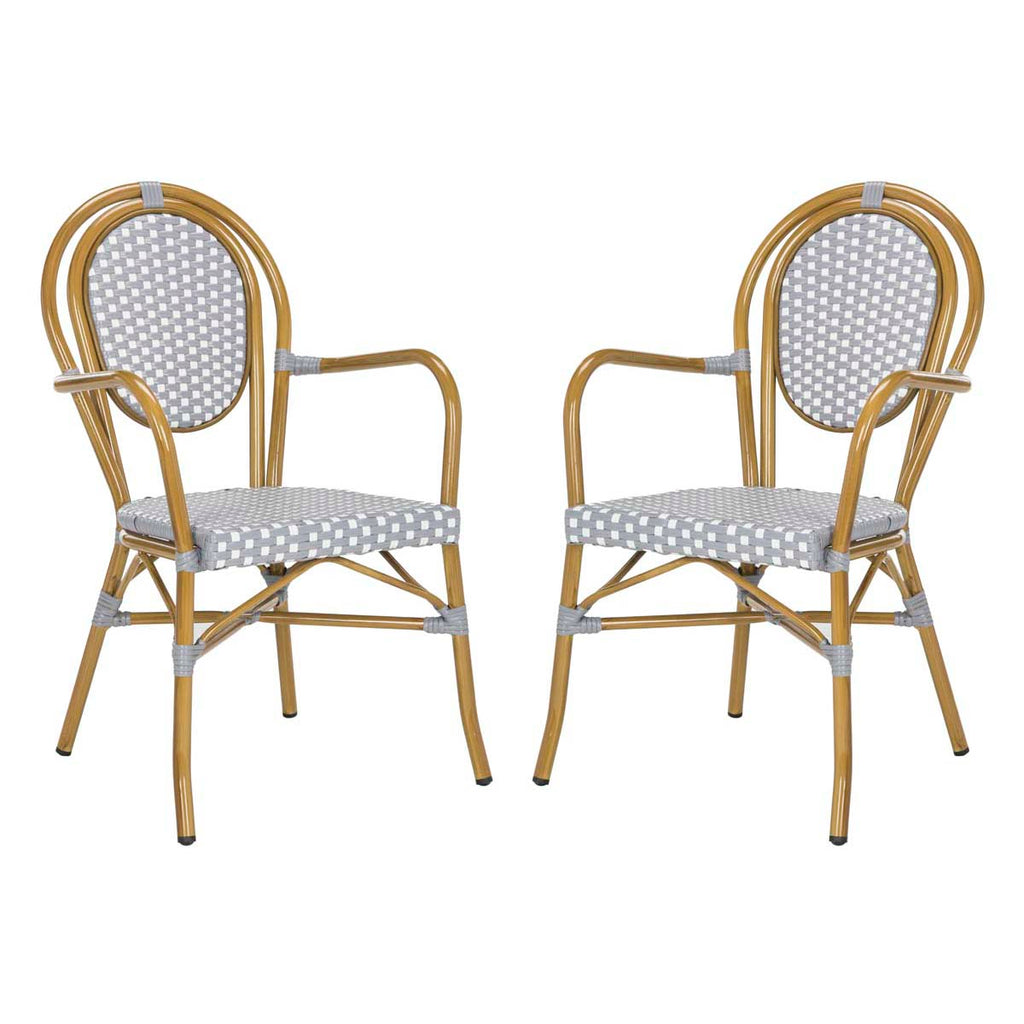Safavieh Rosen French Bistro  Arm Chair - Grey/White (Set of 2)