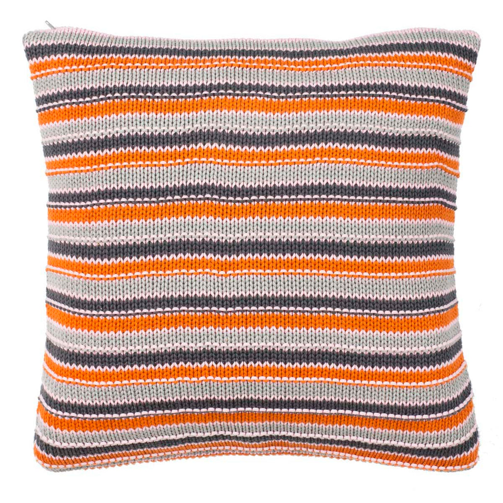 Safavieh Candy Stripe Knit Pillow - Light Grey/Dark Grey/Orange/Pink
