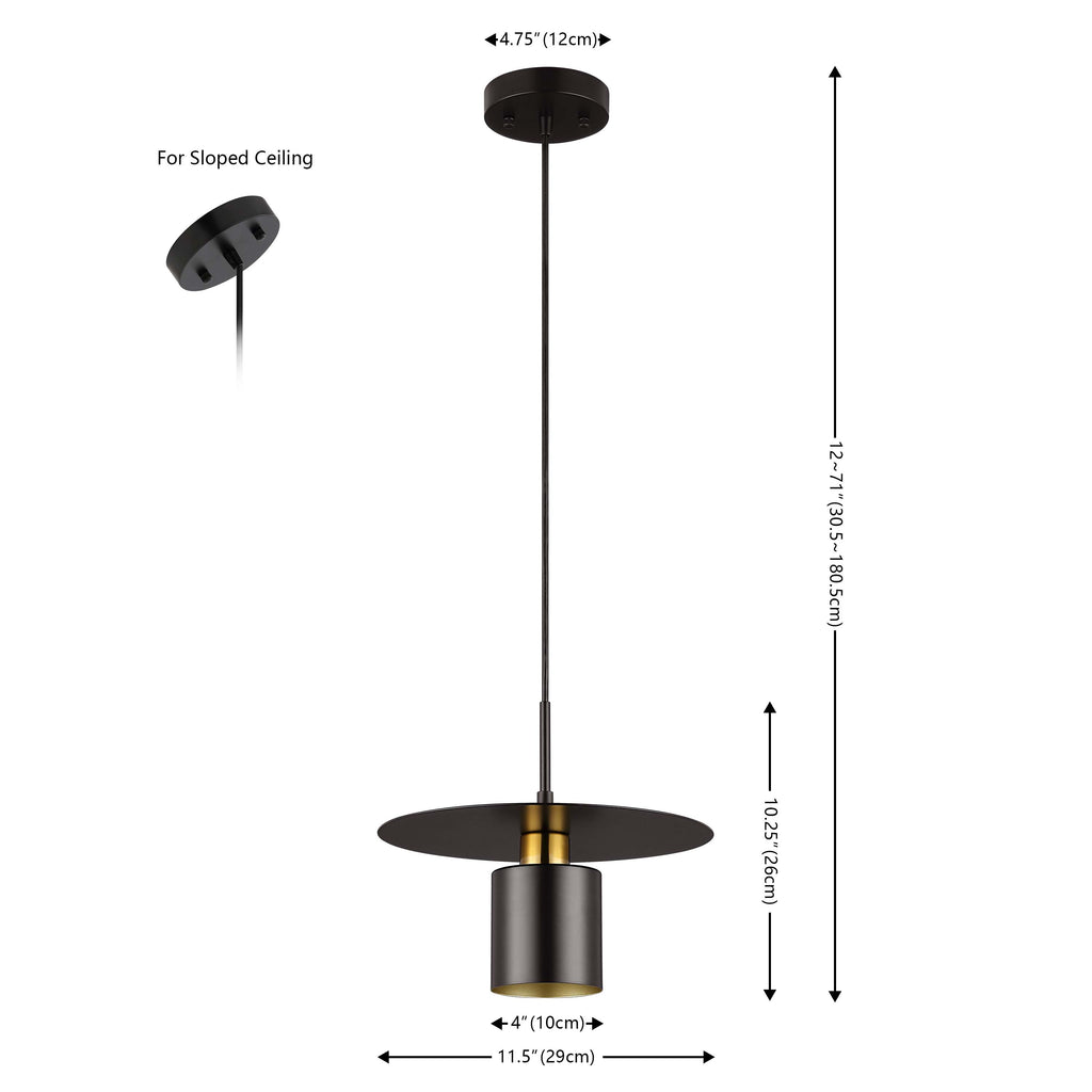 Safavieh Mynoby 11.75 Inch Extendable Pendant - Black / Brass