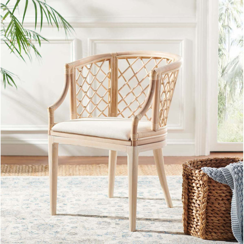 Safavieh Carlotta Arm Chair - Natural / White Washed